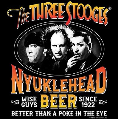Three Stooges Nyuklehead Beer Label 2-Sided Long Sleeve T-Shirt