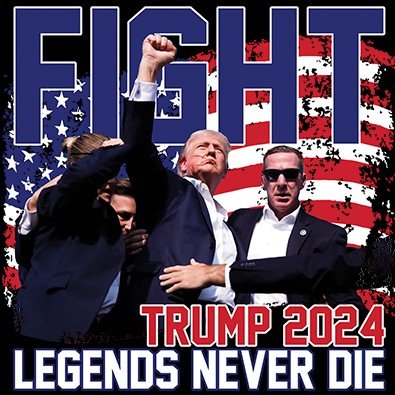 Legends Never Die Fight! 2-Sided T-Shirt Trump 2024 MAGA USA