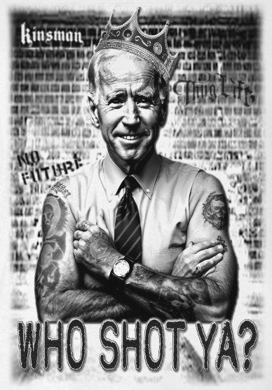 Gangster Tattooed Joe Biden Who Shot Ya? T-Shirt