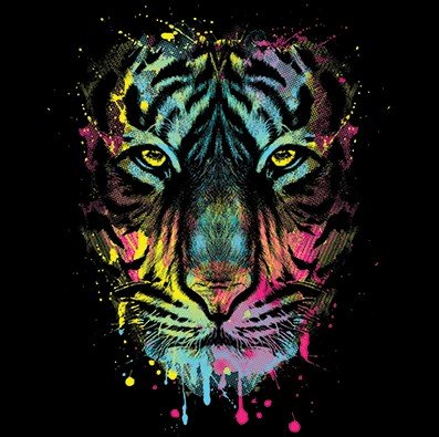 Dripping Tiger Neon Design Wildlife Animal T-Shirt