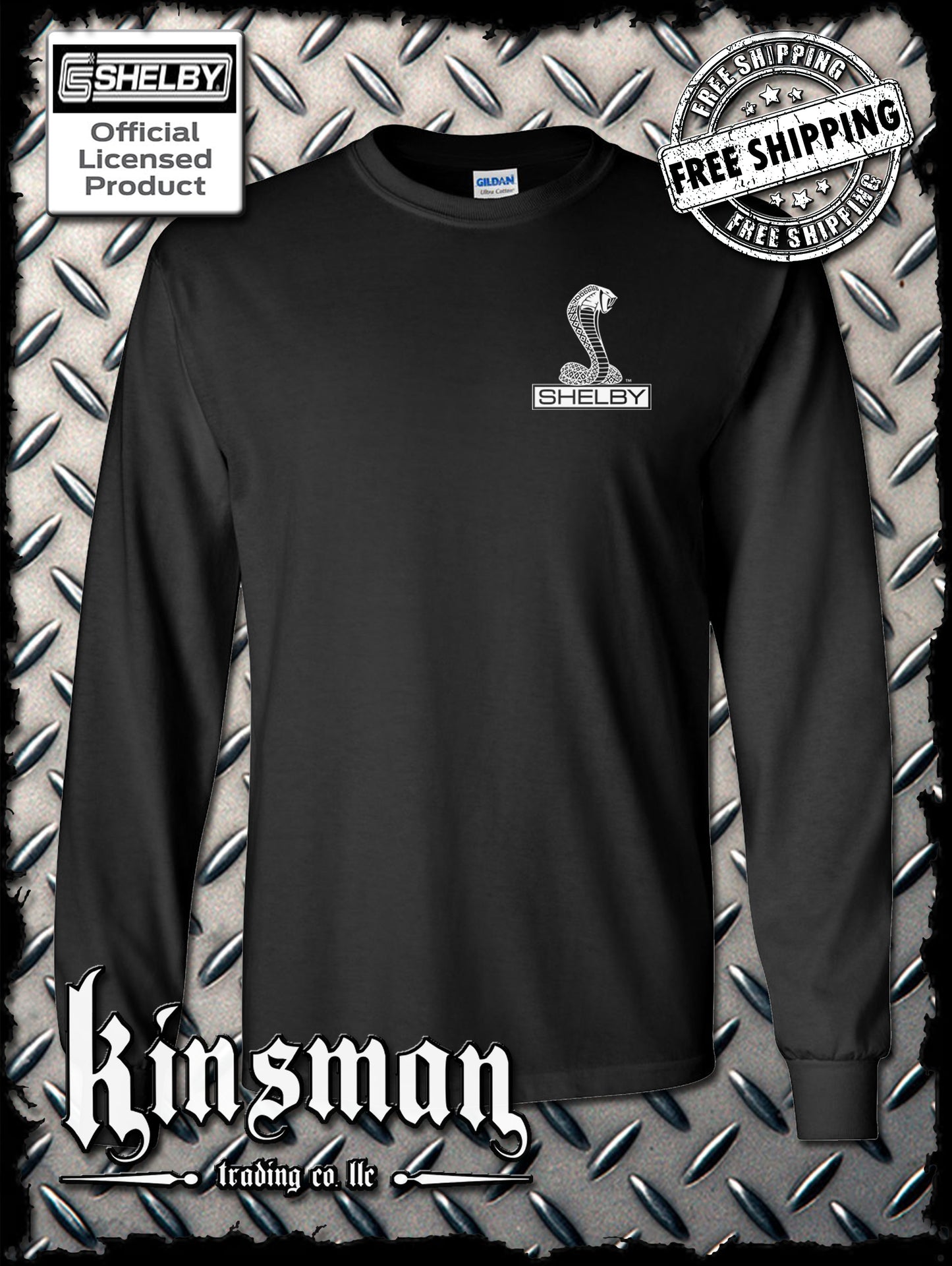 Shelby Cobra Logo Left Chest Crest Long Sleeve T-Shirt Licensed Official Product