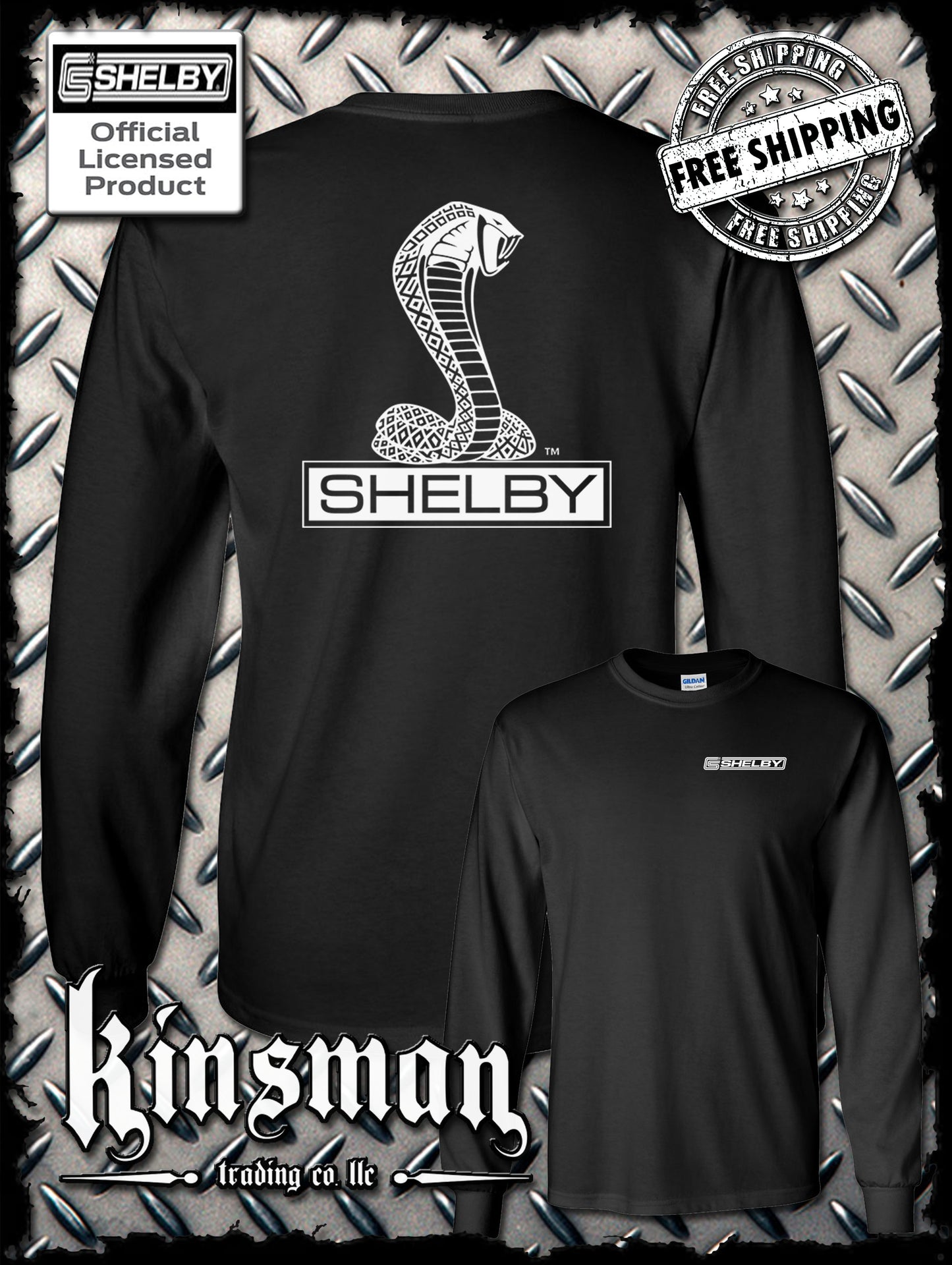 Shelby Cobra Double Sided Long Sleeve T-Shirt / Official Licensed Product Ford Mustang GT500