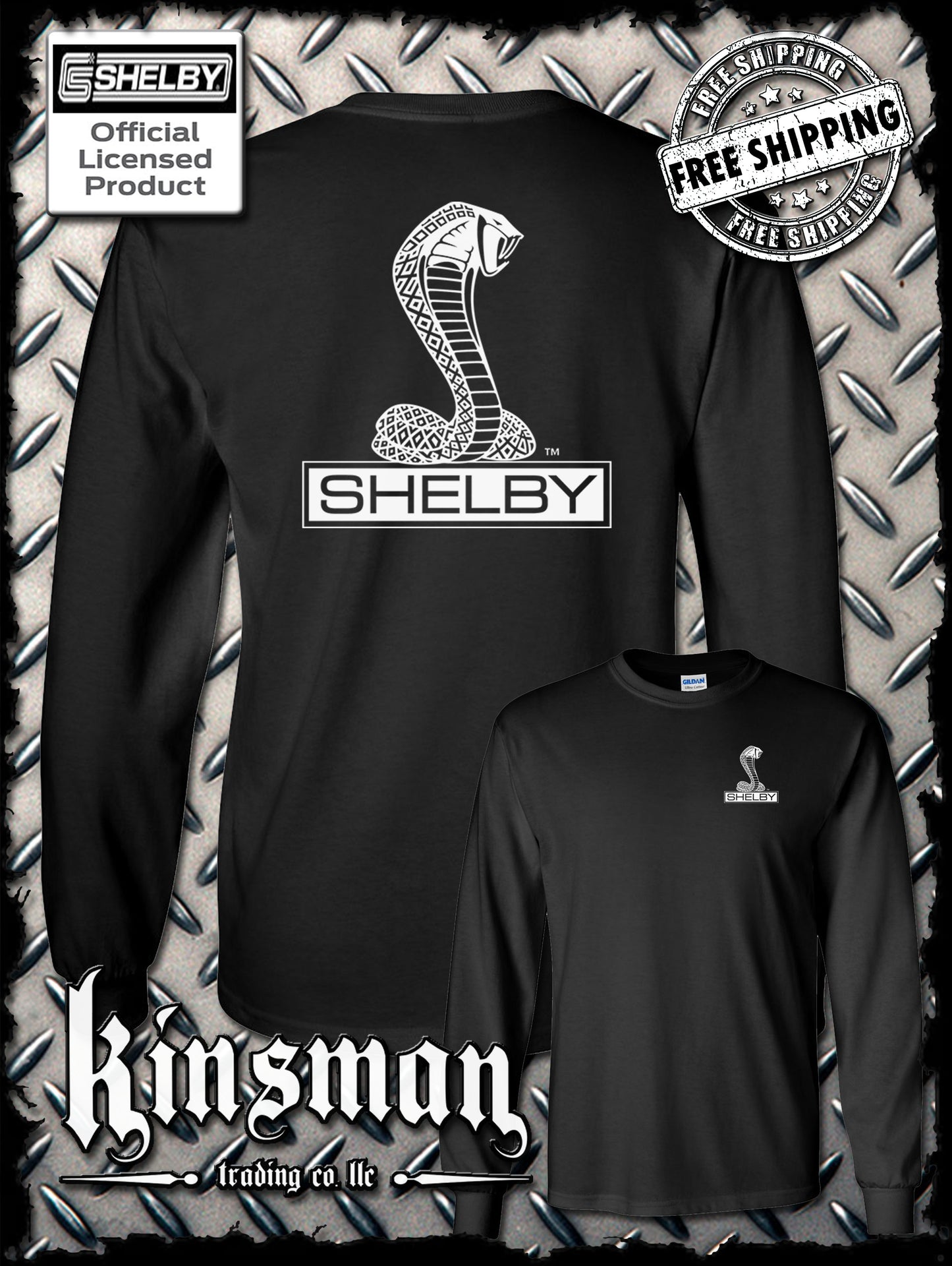 Shelby Cobra Logo 2 Sided Long Sleeve T-Shirt Official Licensed Product