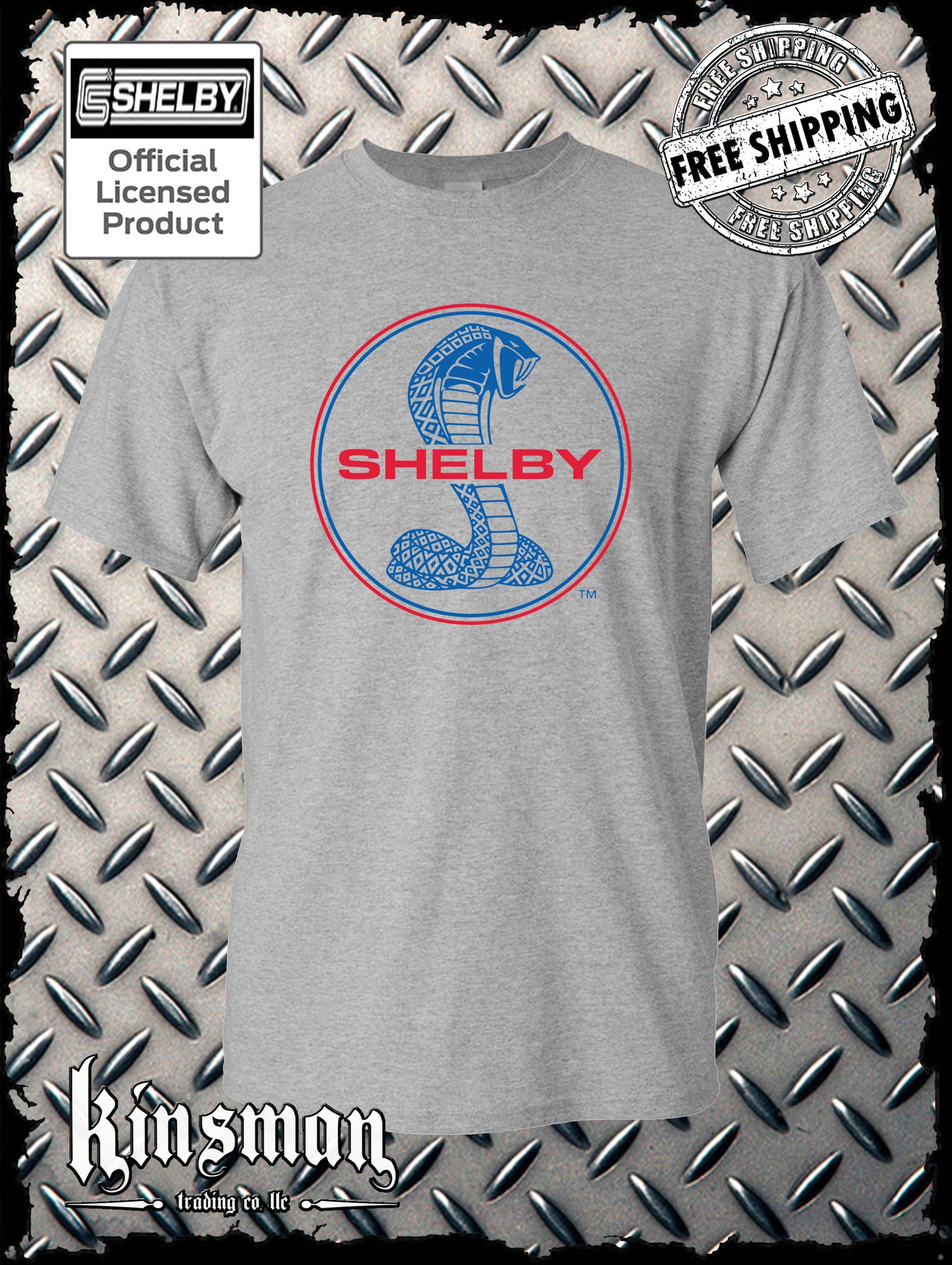 Shelby Cobra T-Shirt / Authentic Licensed Product Blue & Red Logo Ford GT500