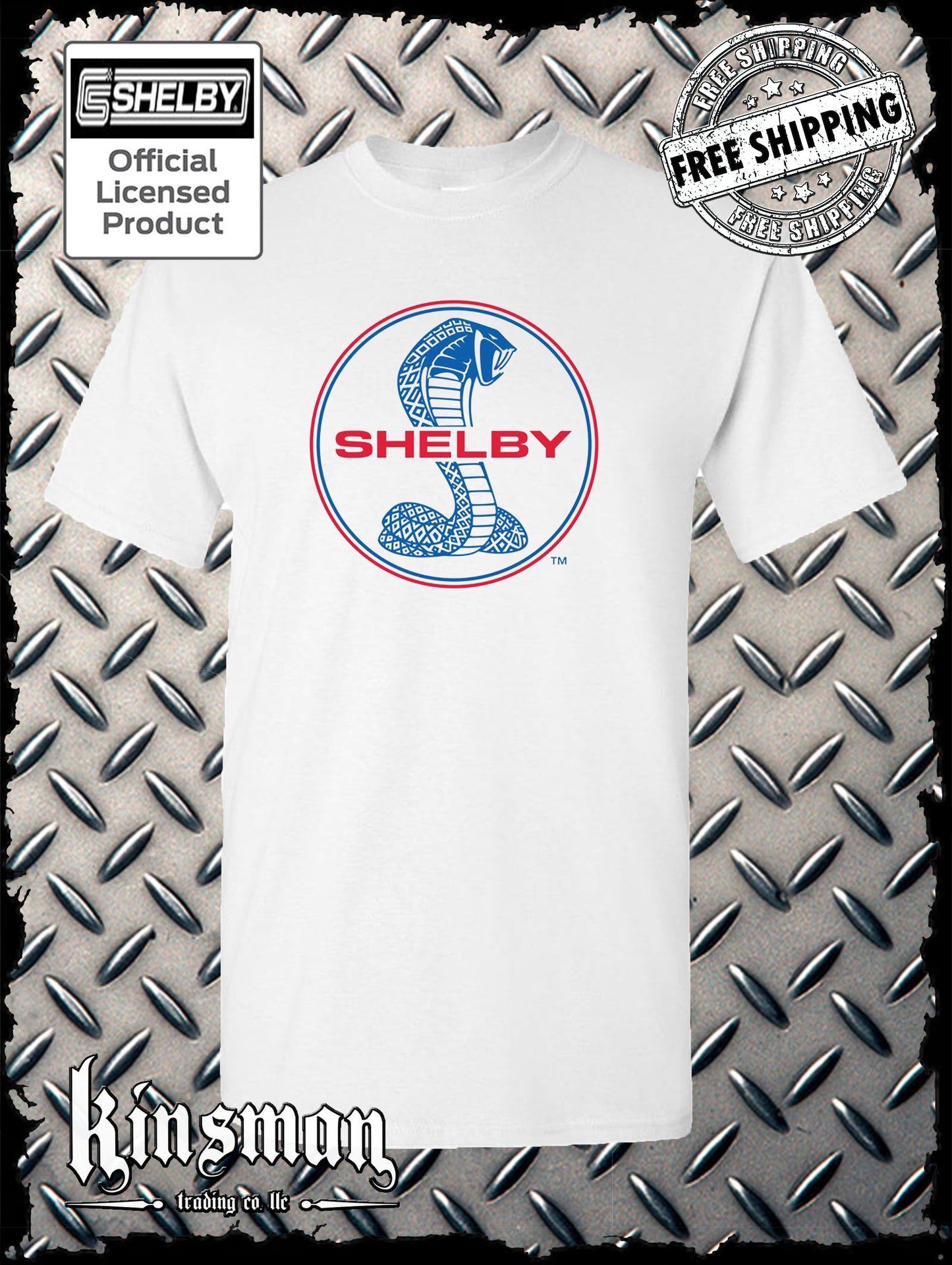 Shelby Cobra T-Shirt / Authentic Licensed Product Blue & Red Logo Ford GT500