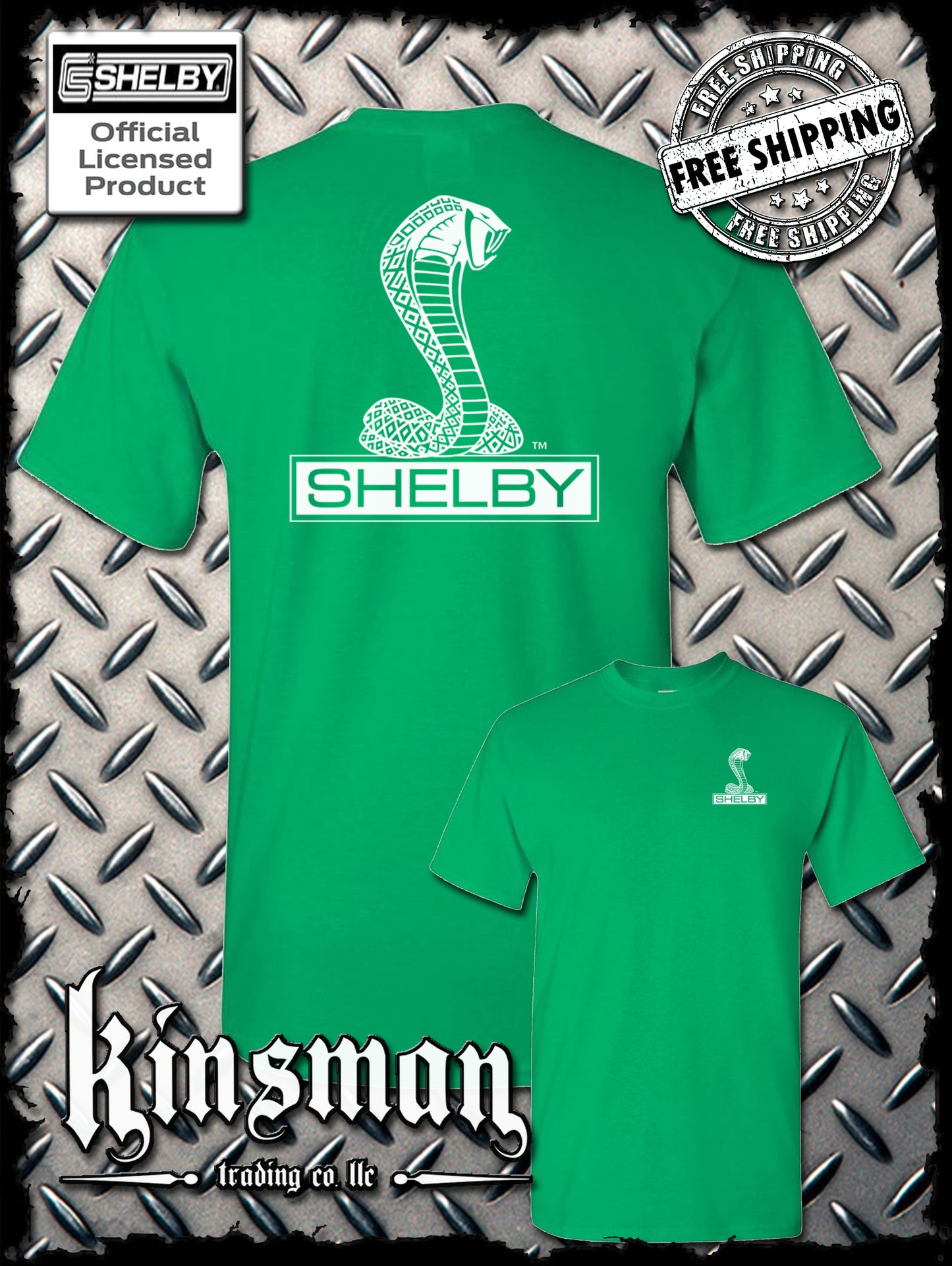 Shelby Cobra Logo Double Sided T-Shirt -Authentic Licensed Product GT500