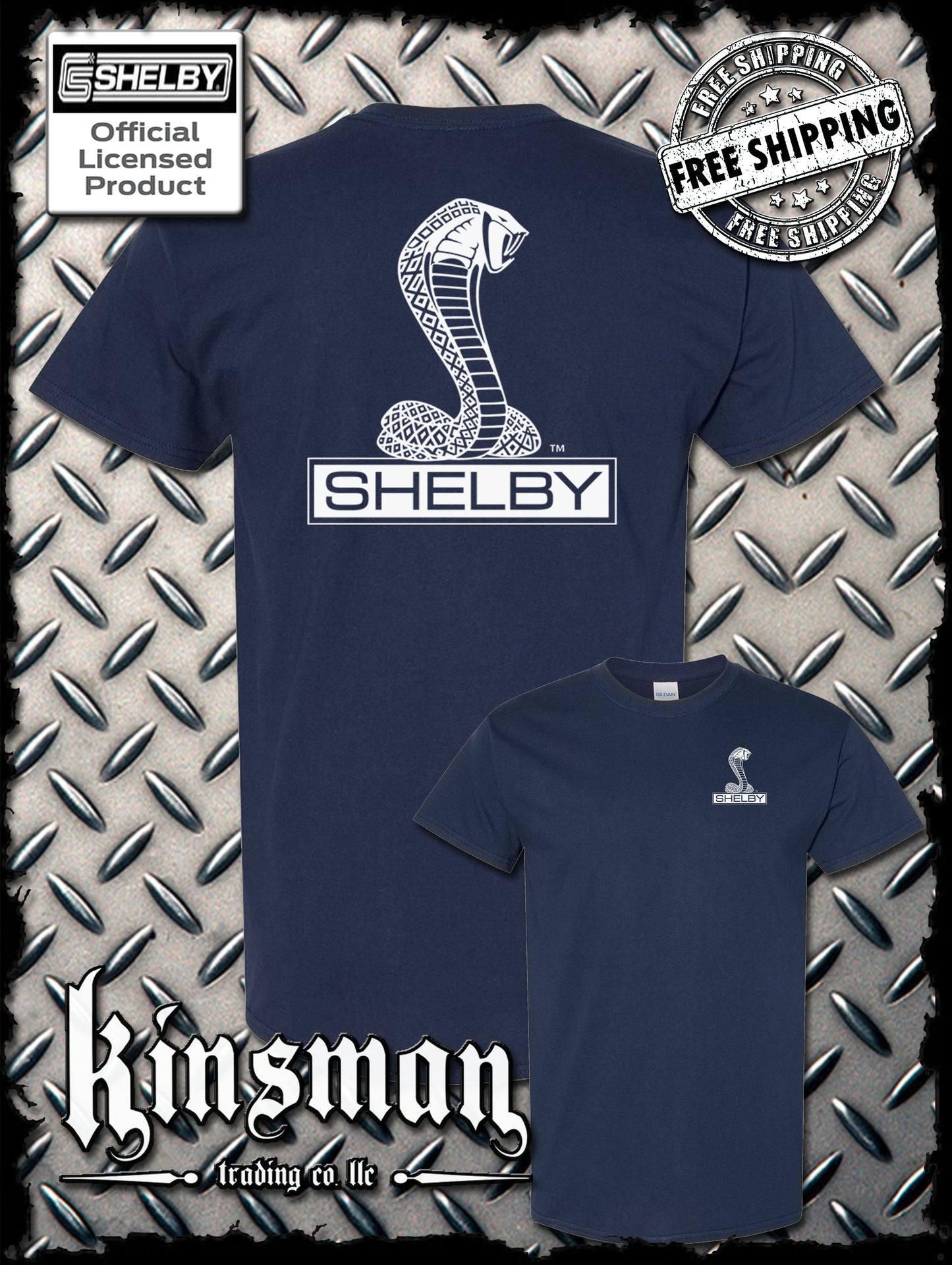 Shelby Cobra Logo Double Sided T-Shirt -Authentic Licensed Product GT500