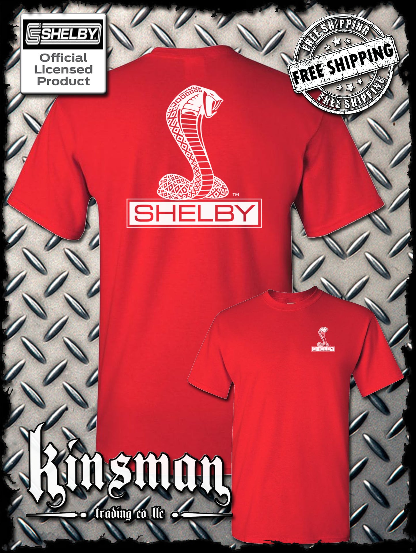 Shelby Cobra Logo Double Sided T-Shirt -Authentic Licensed Product GT500