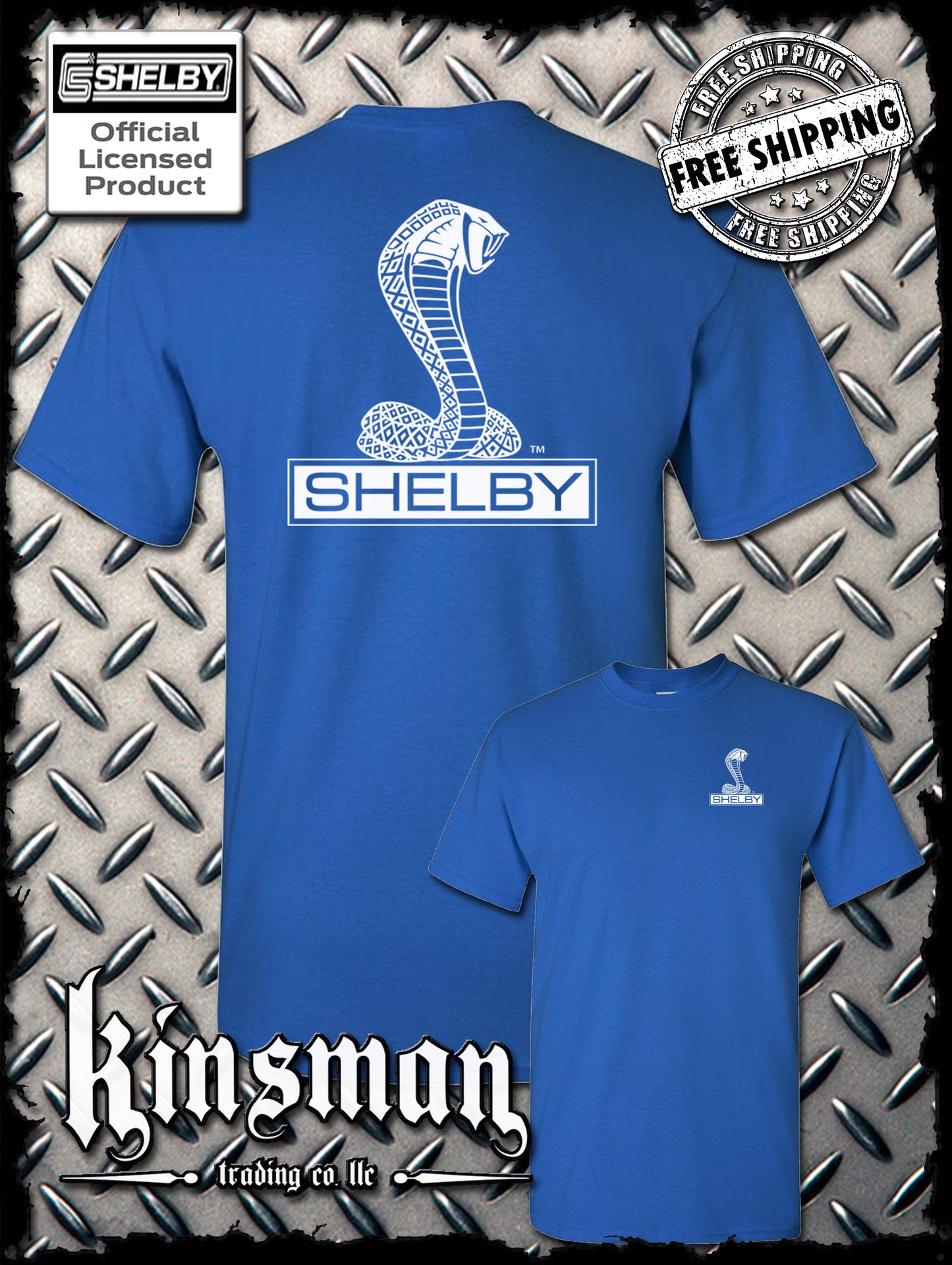 Shelby Cobra Logo Double Sided T-Shirt -Authentic Licensed Product GT500