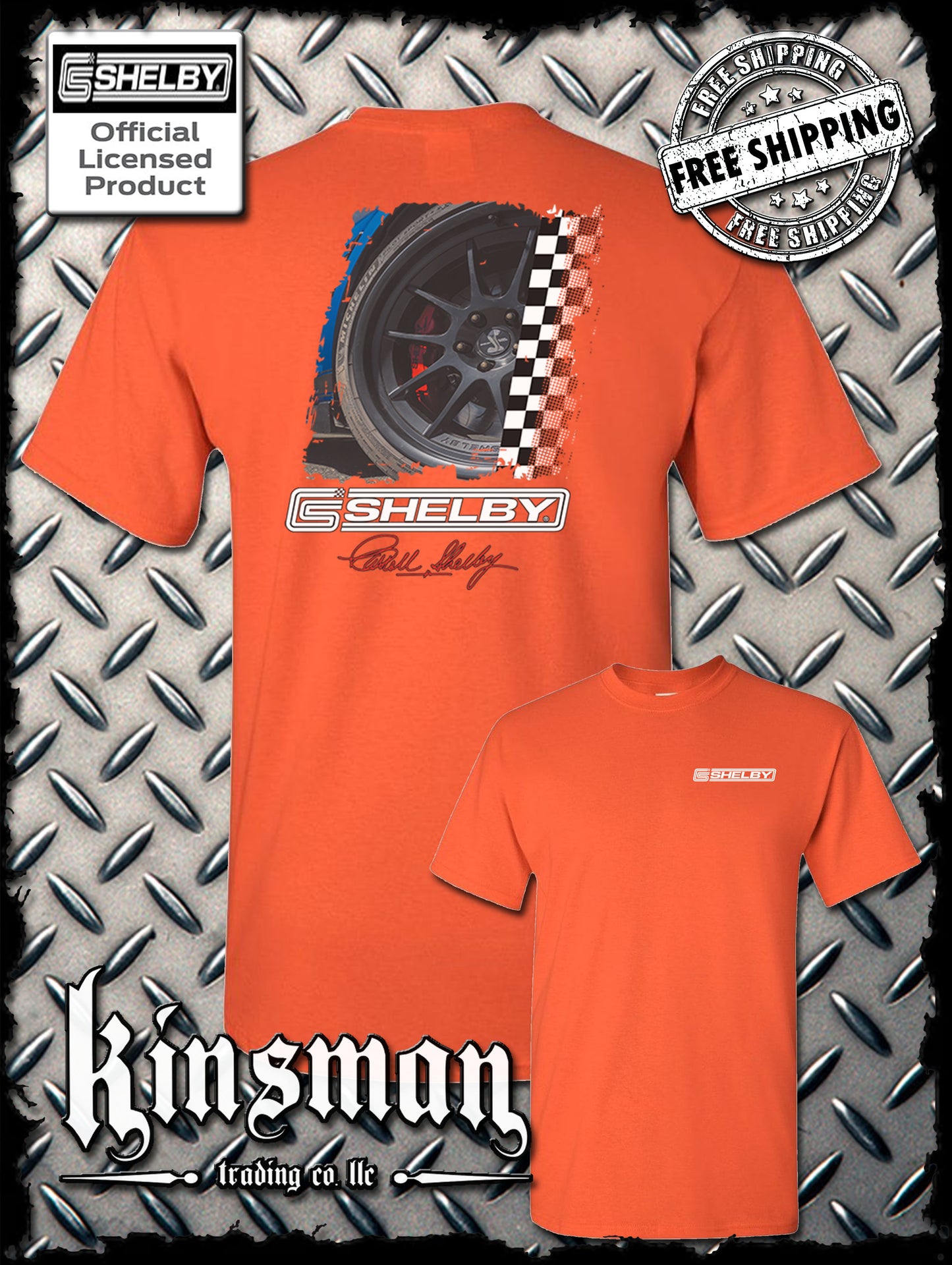 Carroll Shelby Wheel 2-Sided T-Shirt GT 500 Mustang