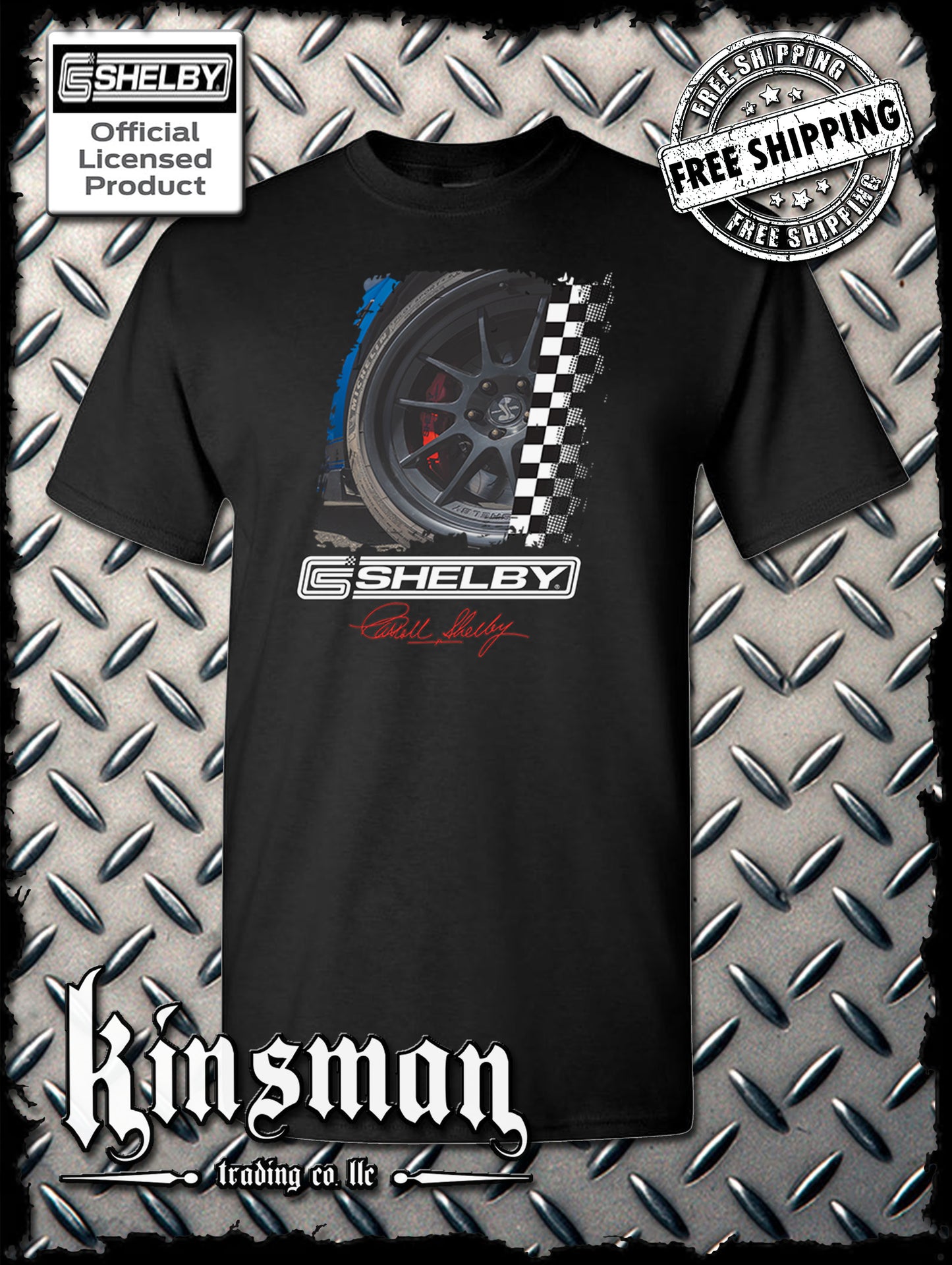 Carroll Shelby Wheel T-Shirt GT 500 Mustang