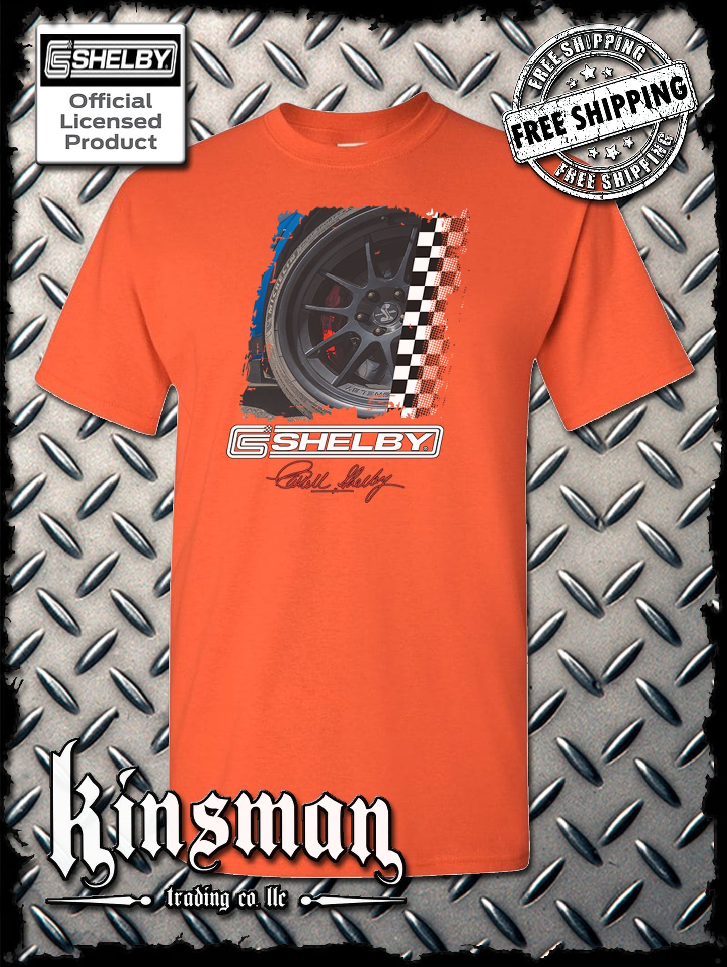 Carroll Shelby Wheel T-Shirt GT 500 Mustang
