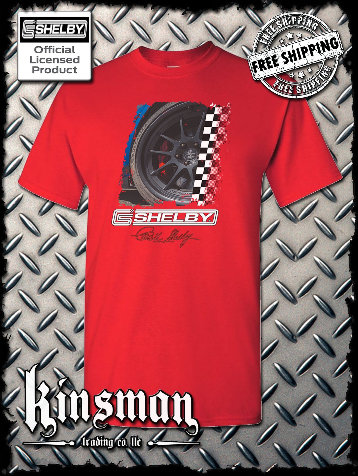 Carroll Shelby Wheel T-Shirt GT 500 Mustang