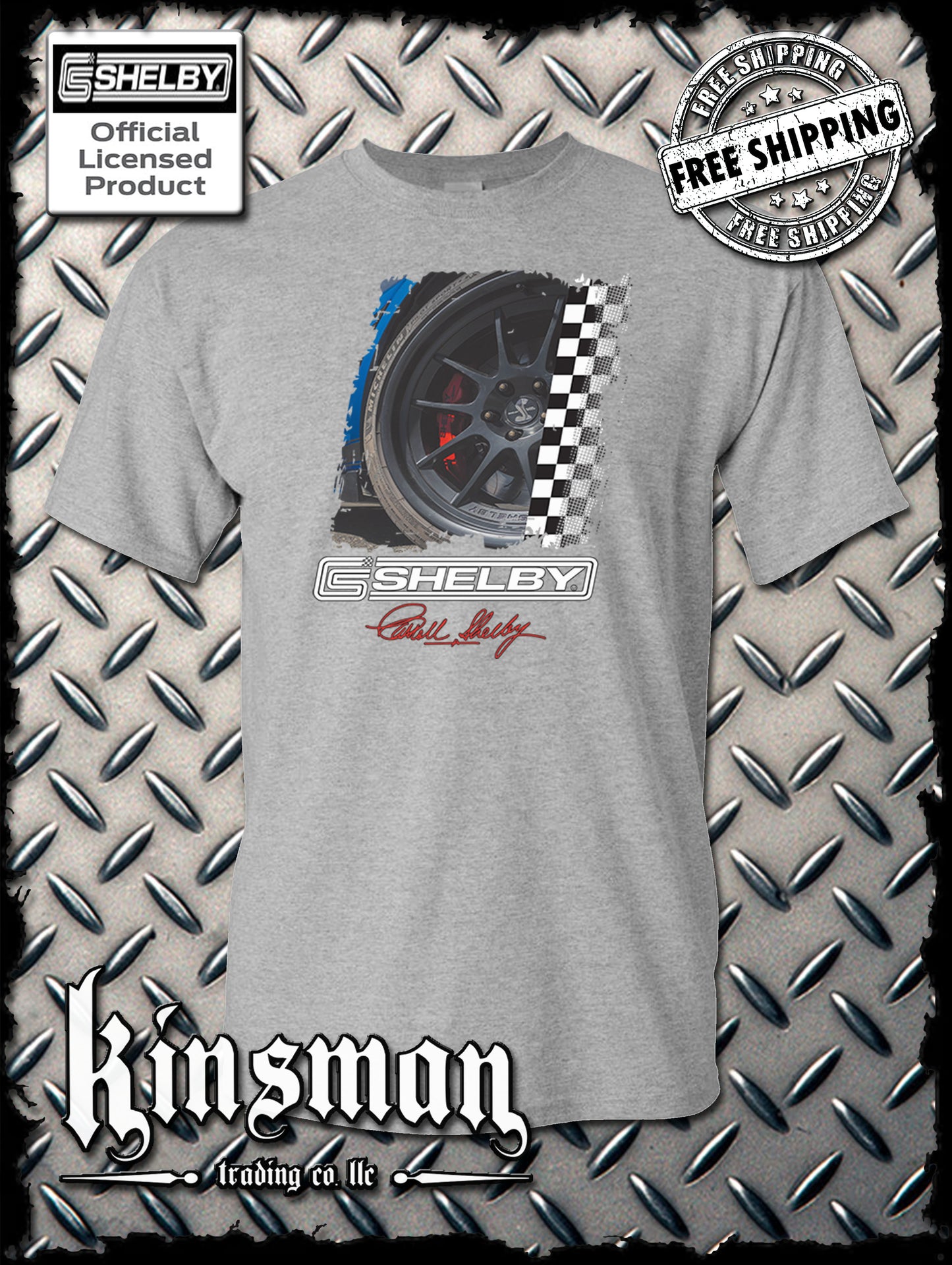 Carroll Shelby Wheel T-Shirt GT 500 Mustang