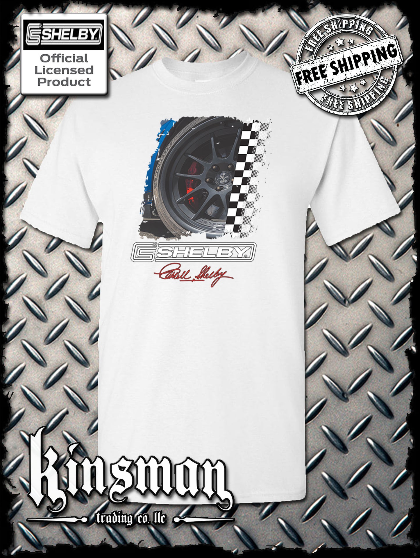 Carroll Shelby Wheel T-Shirt GT 500 Mustang
