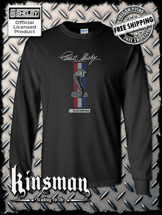 Carroll Shelby Cobra Red White Blue Stripe Long Sleeve T-Shirt