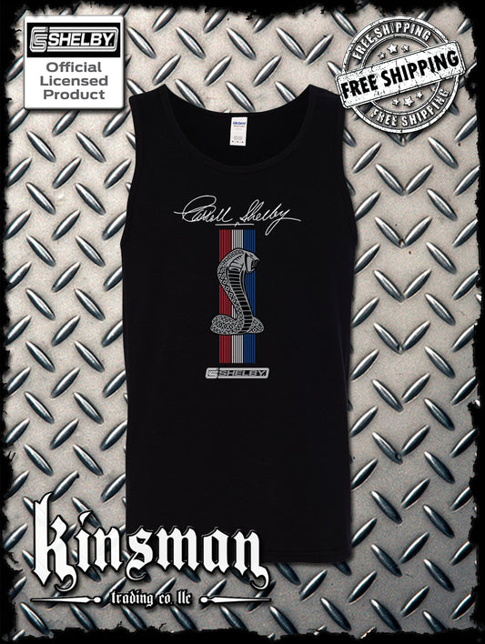Carroll Shelby Cobra Red White Blue Stripe Tank Top T-Shirt