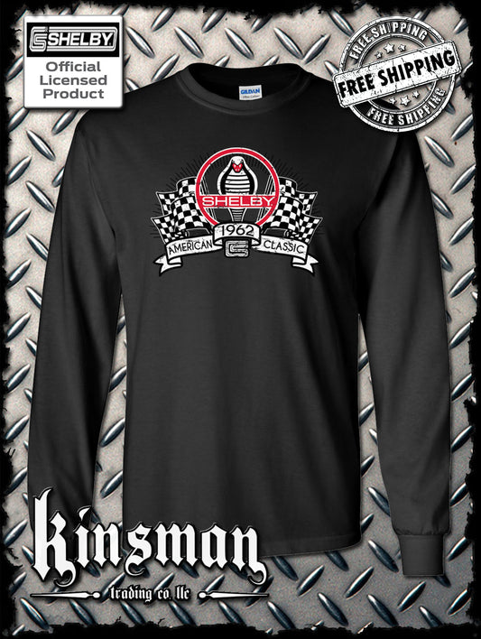 Carroll Shelby Racing Flags Long Sleeve T-Shirt