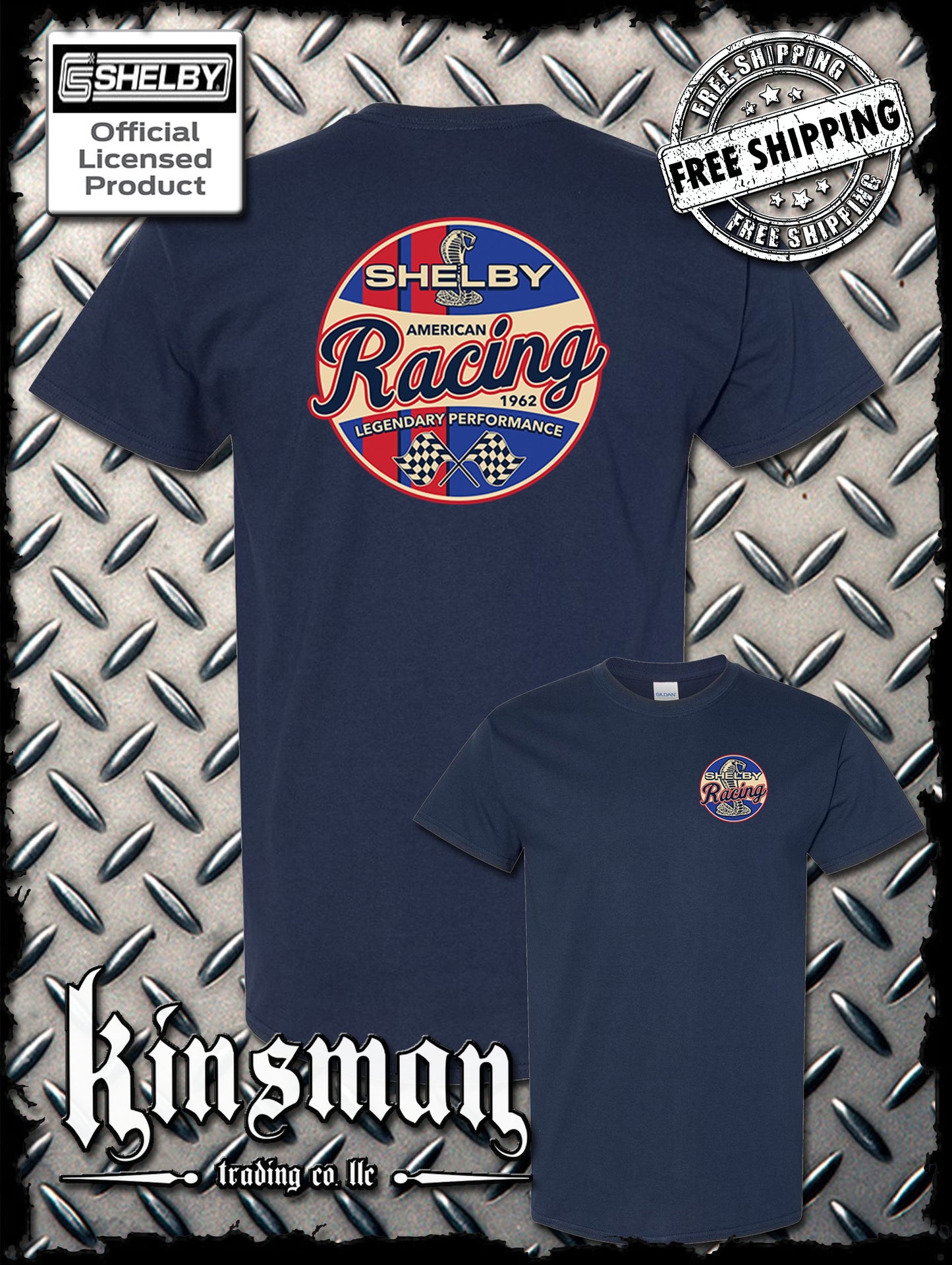 Carroll Shelby Racing Cobra Logo 2-Sided T-Shirt