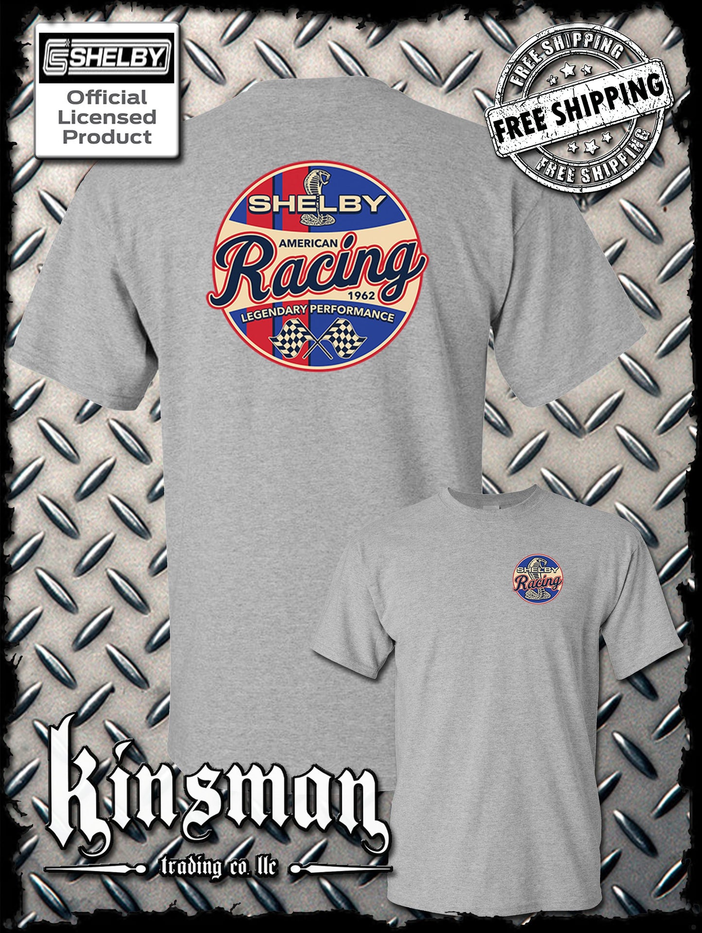 Carroll Shelby Racing Cobra Logo 2-Sided T-Shirt