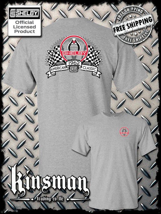 Carroll Shelby Racing Flags 2-Sided T-Shirt