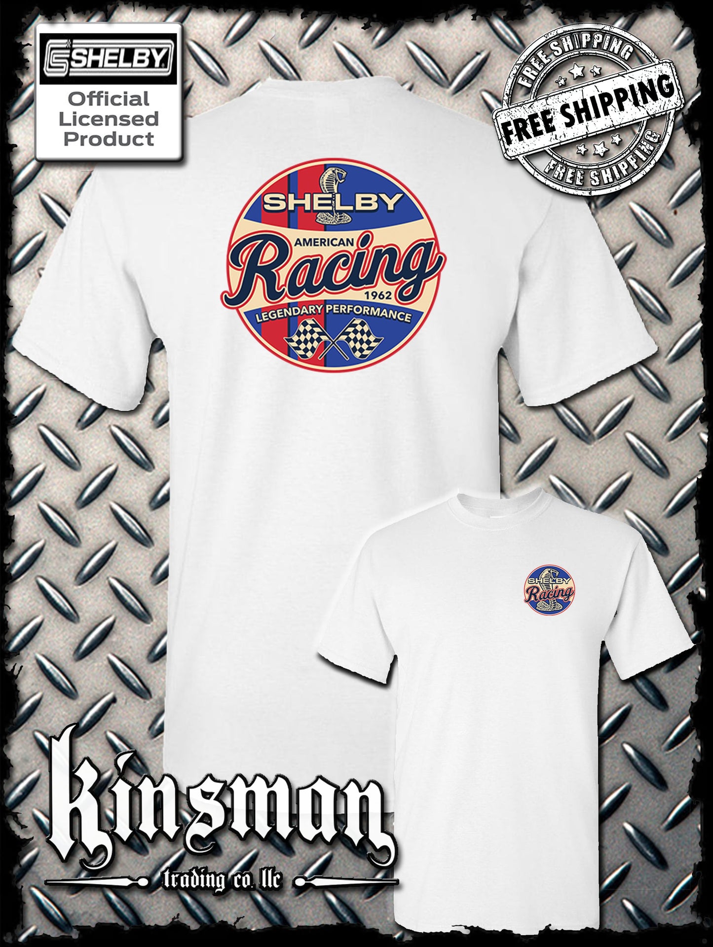 Carroll Shelby Racing Cobra Logo 2-Sided T-Shirt
