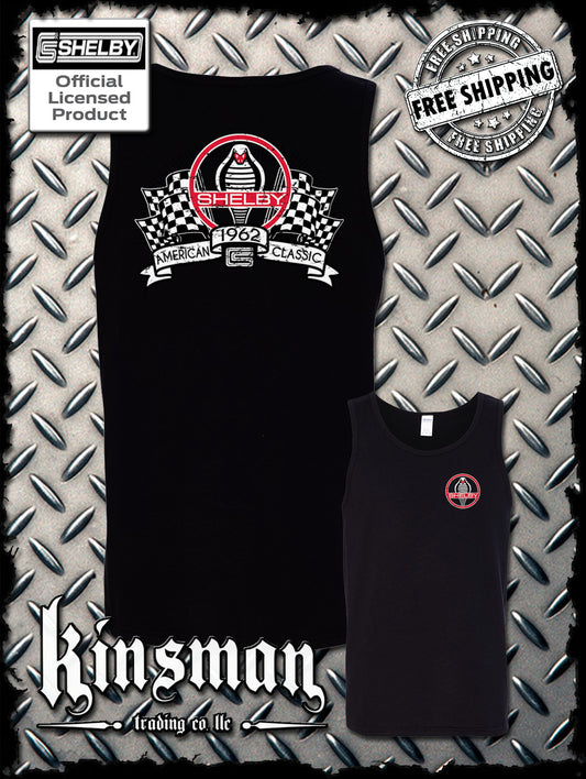 Carroll Shelby Racing Flags 2-Sided Tank Top T-Shirt