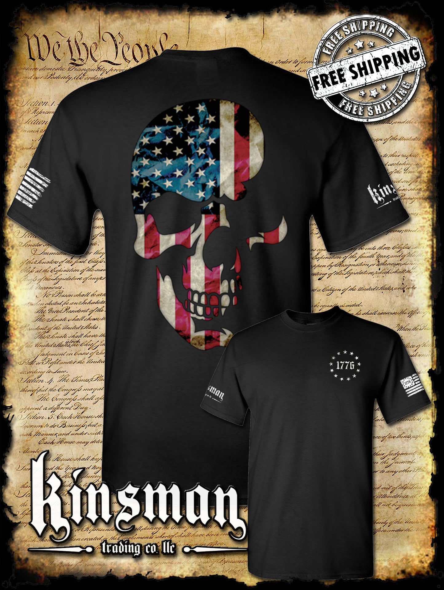 AMERICANA SKULL 2-Sided T-Shirt
