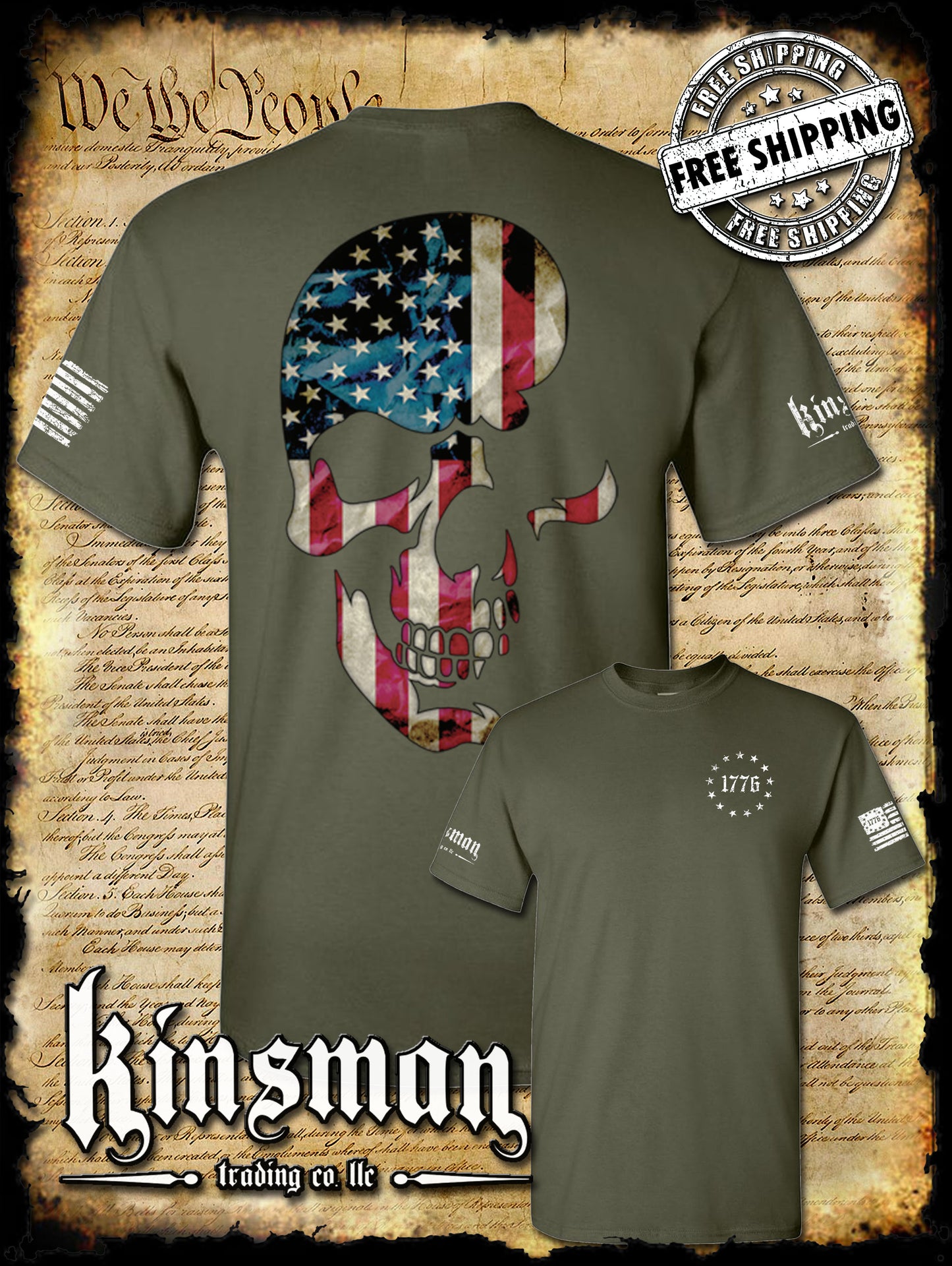 AMERICANA SKULL 2-Sided T-Shirt