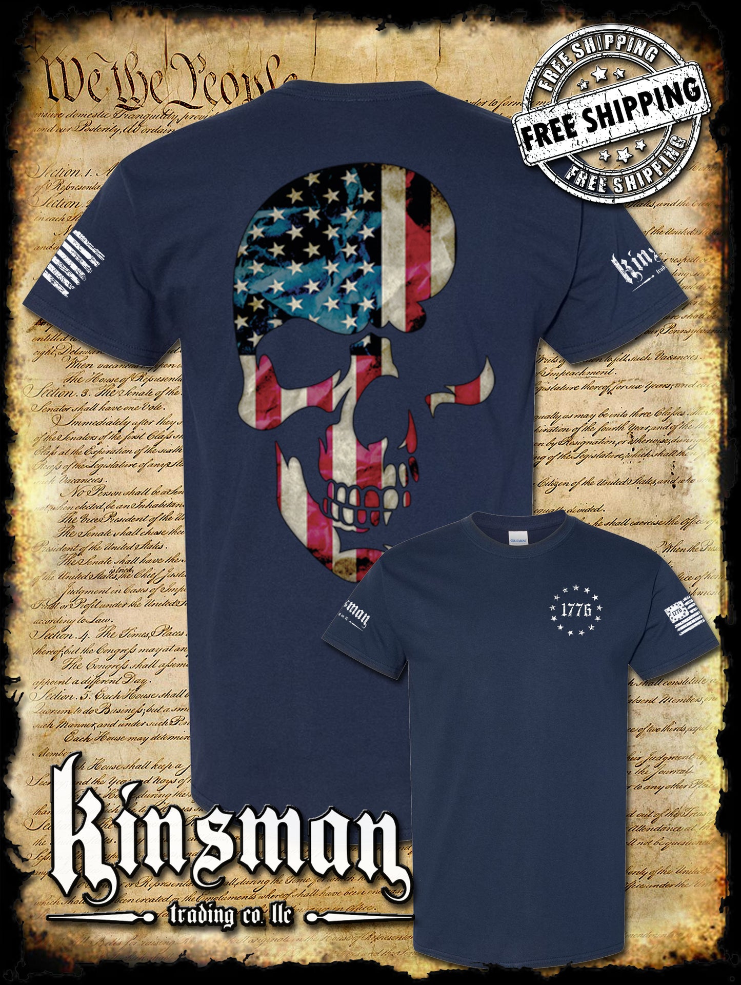 AMERICANA SKULL 2-Sided T-Shirt