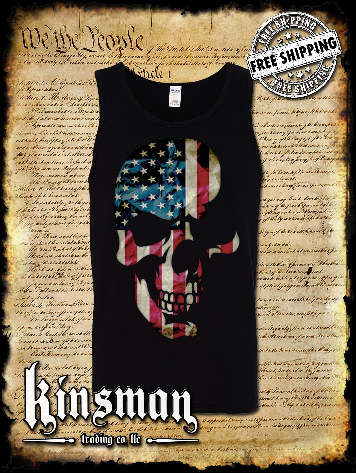AMERICANA SKULL Tank Top T-Shirt