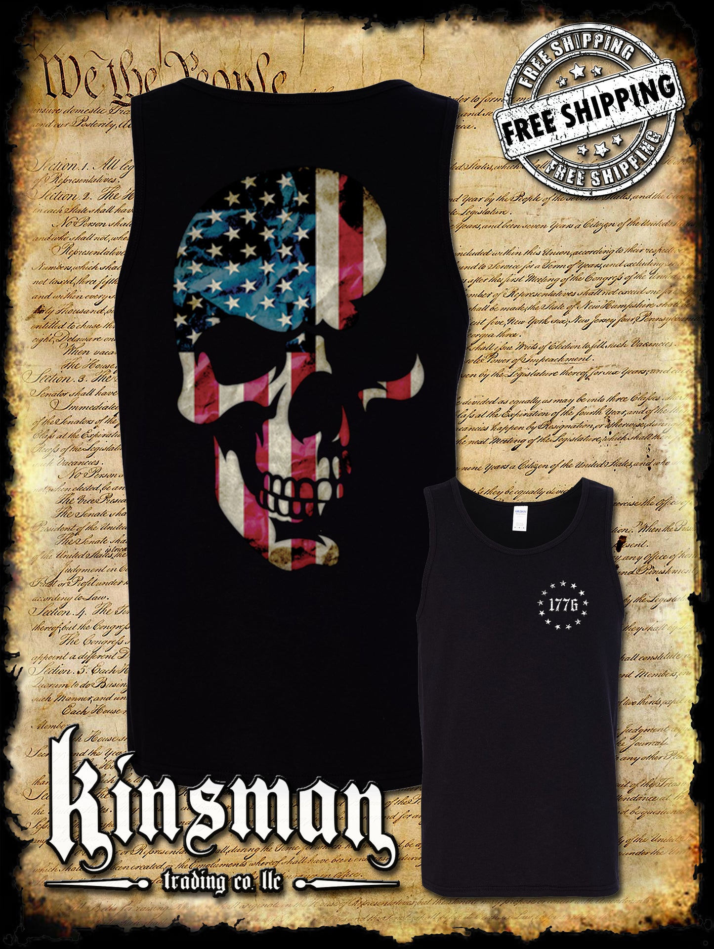 AMERICANA SKULL 2-Sided Tank Top T-Shirt