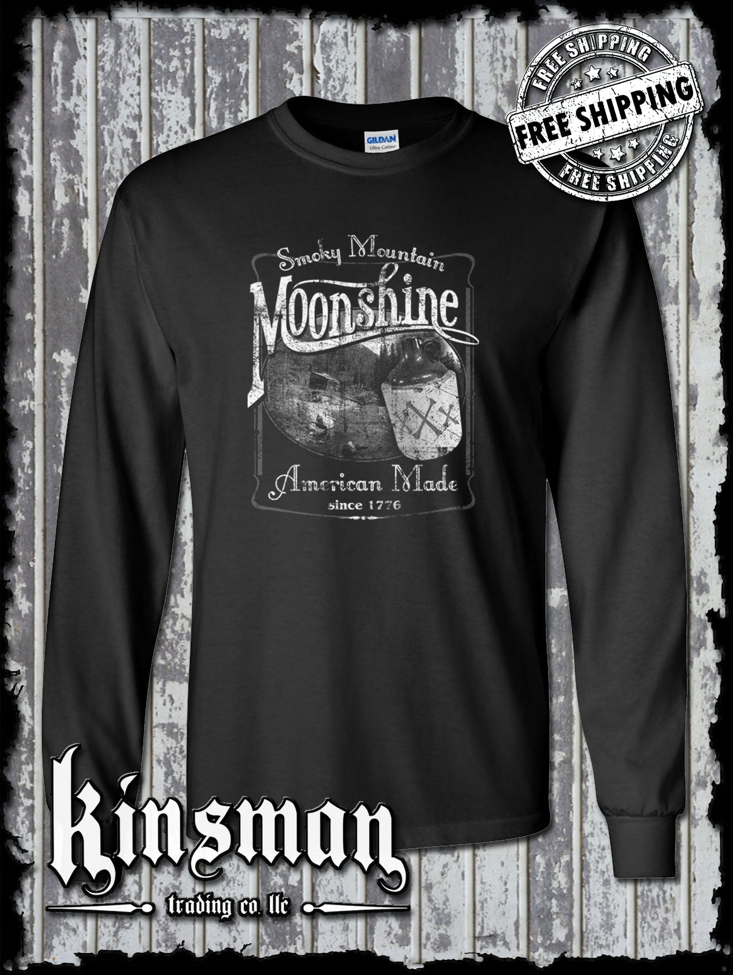 Smoky Mountain Moonshine Long Sleeve T-Shirt Tennessee Whiskey Since 1776