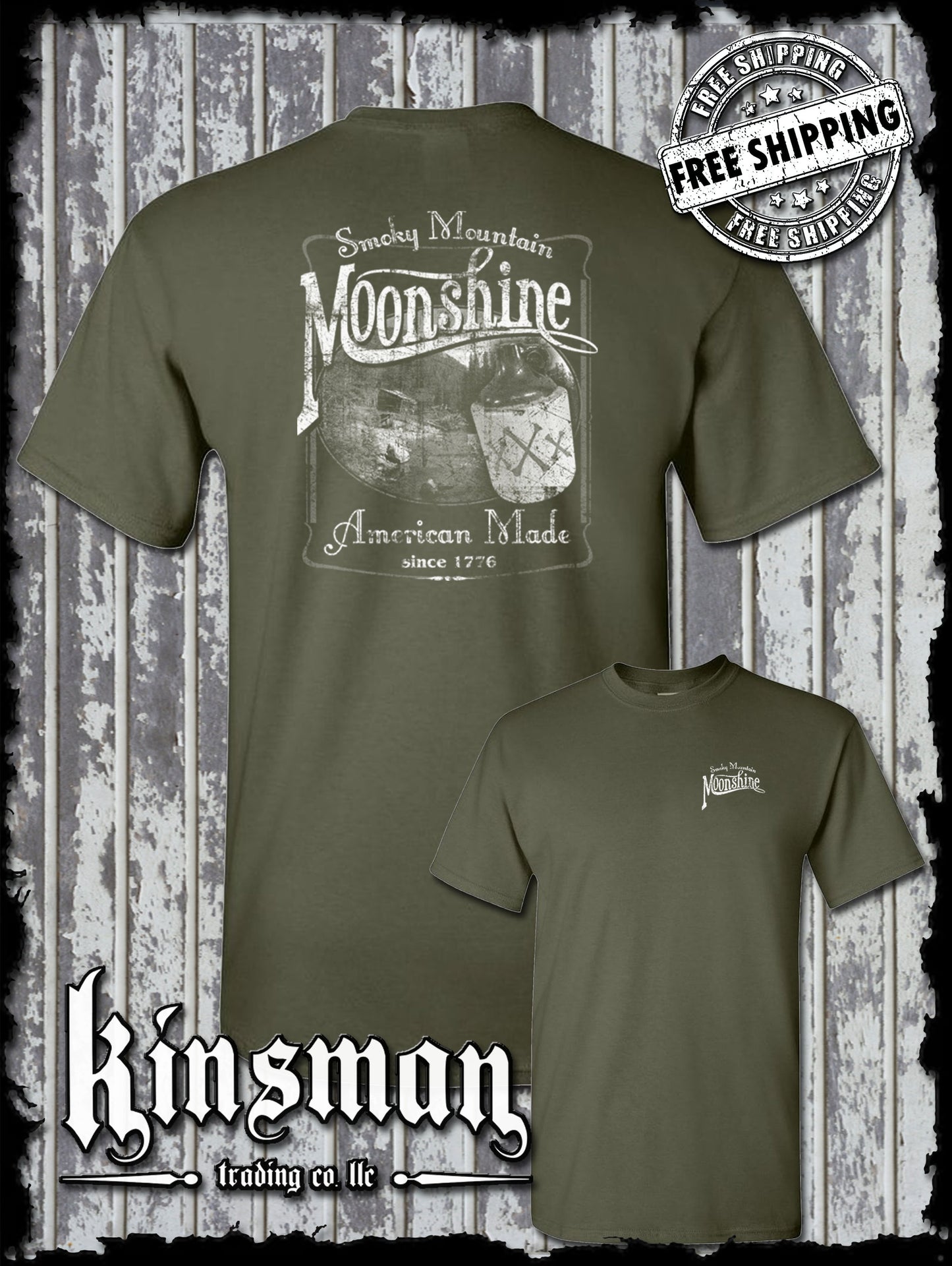 Smoky Mountain Moonshine 2-Sided T-Shirt Tennessee Whiskey Since 1776