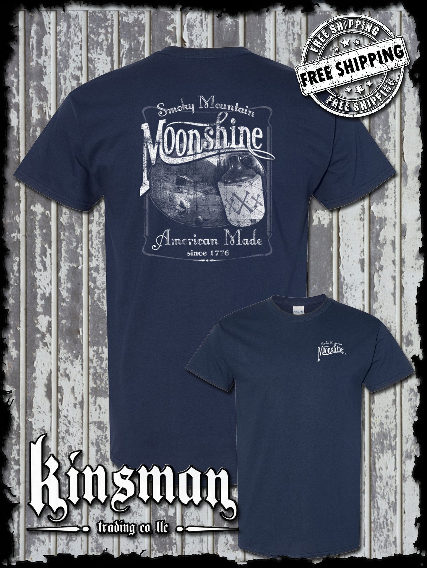 Smoky Mountain Moonshine 2-Sided T-Shirt Tennessee Whiskey Since 1776