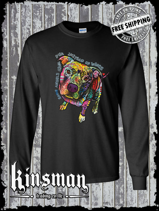 Dean Russo Some Angels Have Fur Instead of Wings Long Sleeve T-Shirt Pit Bull