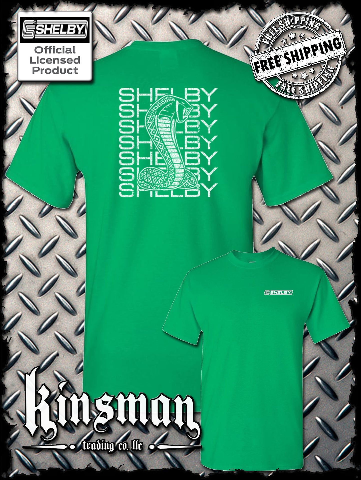 Carroll Shelby Stacked Cobra Logo 2-Sided T-Shirt