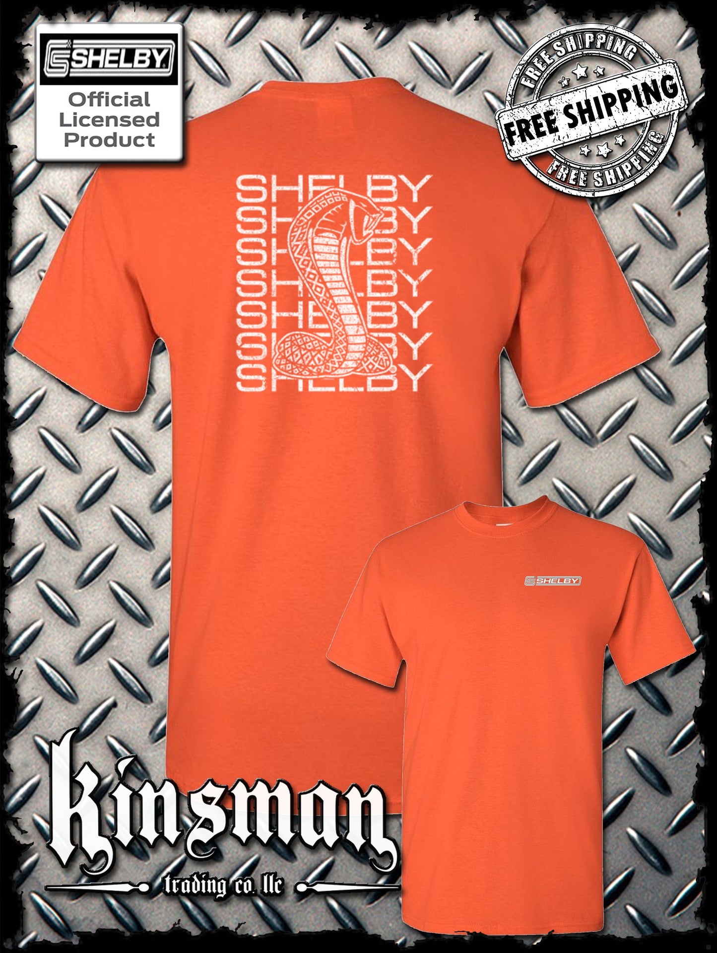 Carroll Shelby Stacked Cobra Logo 2-Sided T-Shirt