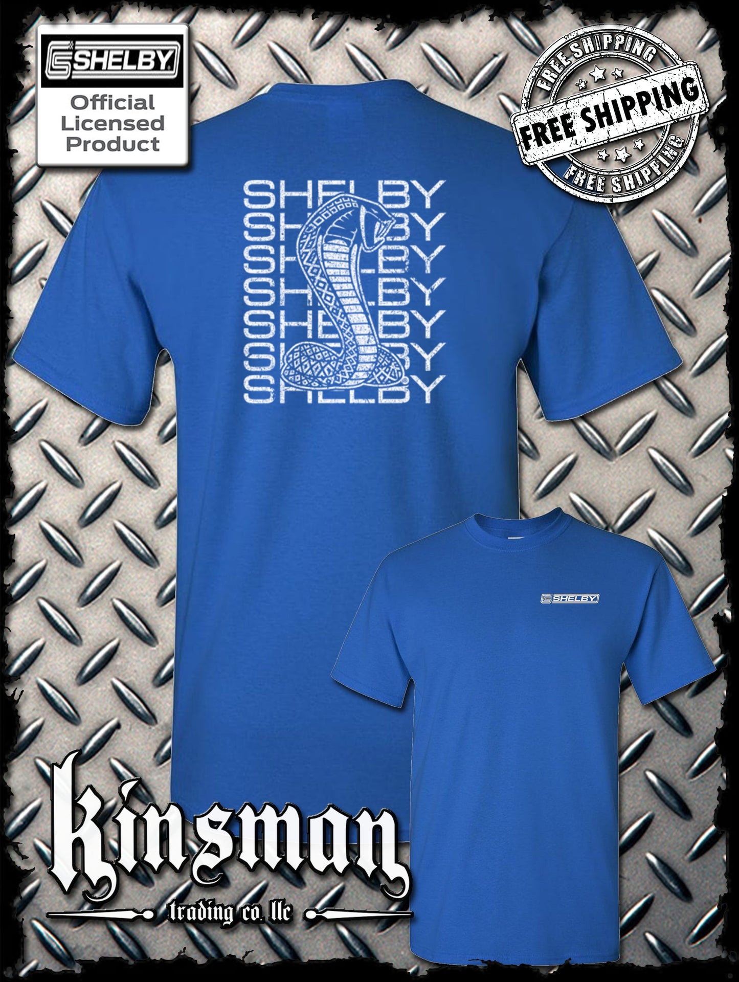 Carroll Shelby Stacked Cobra Logo 2-Sided T-Shirt