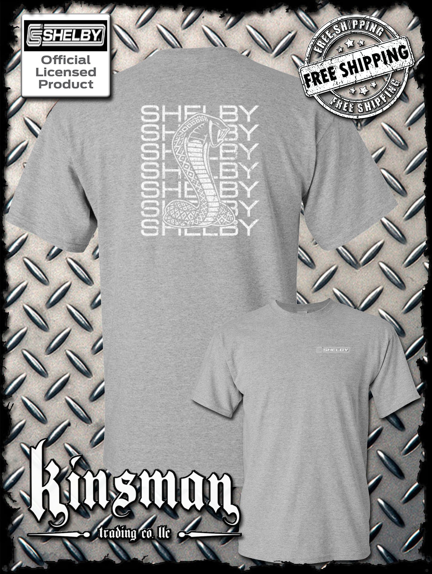 Carroll Shelby Stacked Cobra Logo 2-Sided T-Shirt