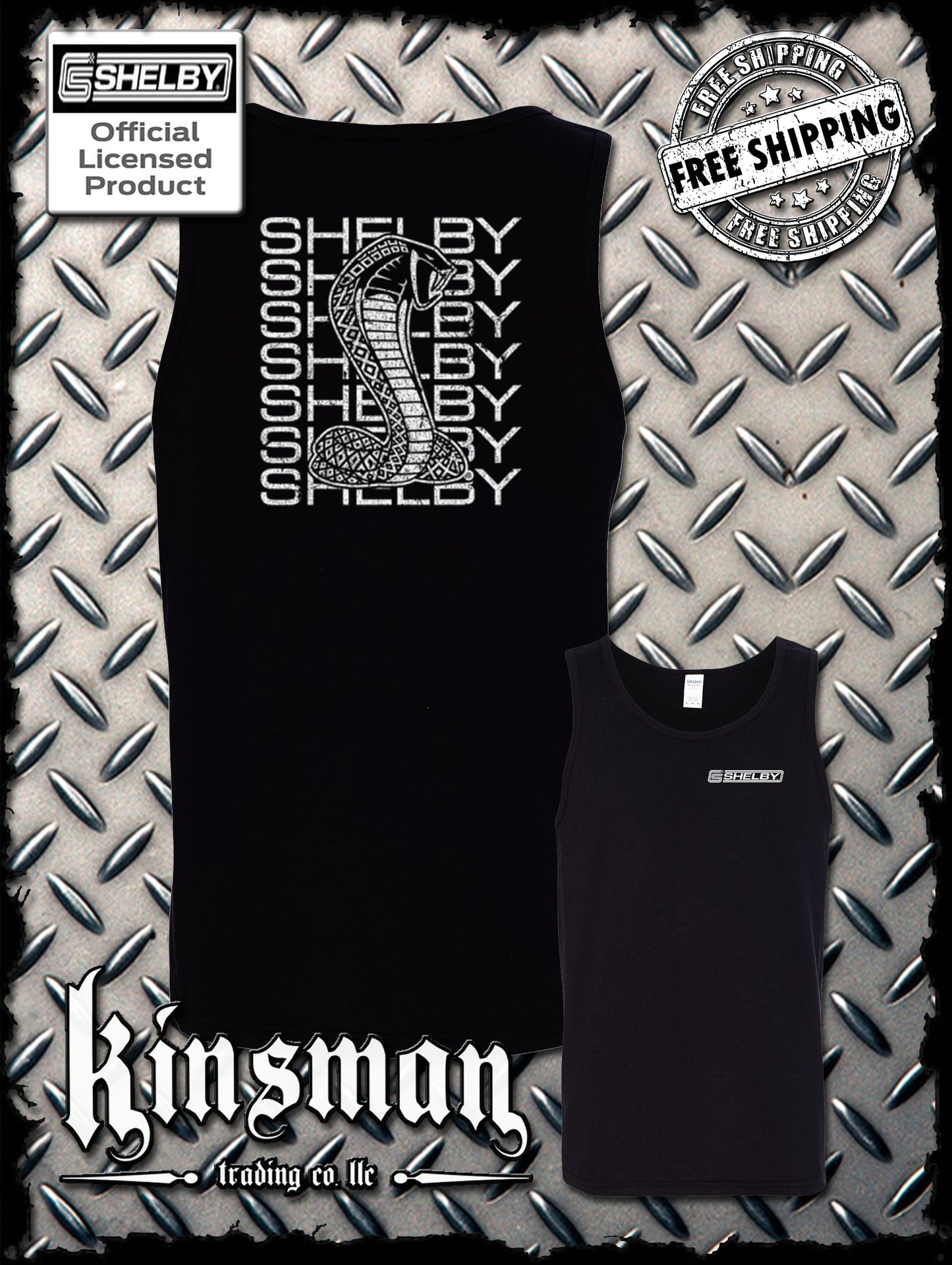 Carroll Shelby Stacked Cobra Logo 2-Sided Tank Top T-Shirt