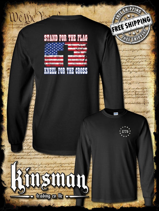 Stand for The Flag Kneel for The Cross 2-Sided Long Sleeve T-Shirt