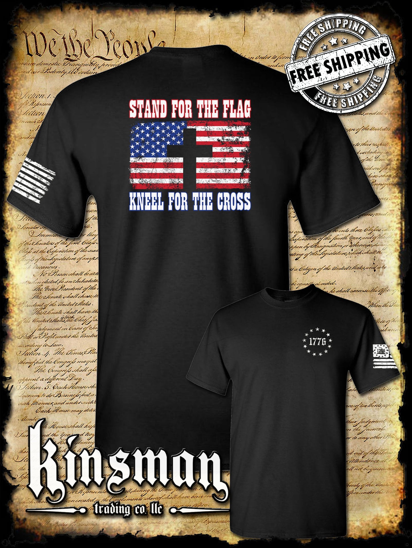 Stand for The Flag Kneel for The Cross 2-Sided T-Shirt