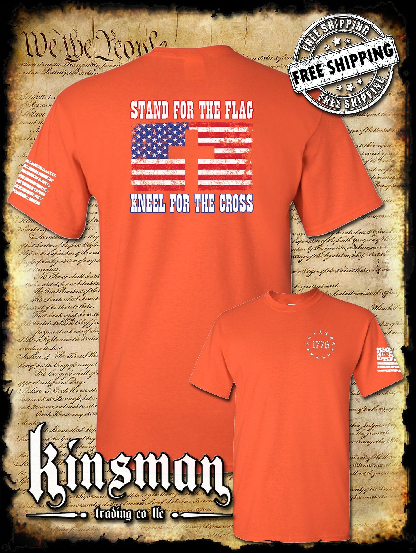 Stand for The Flag Kneel for The Cross 2-Sided T-Shirt