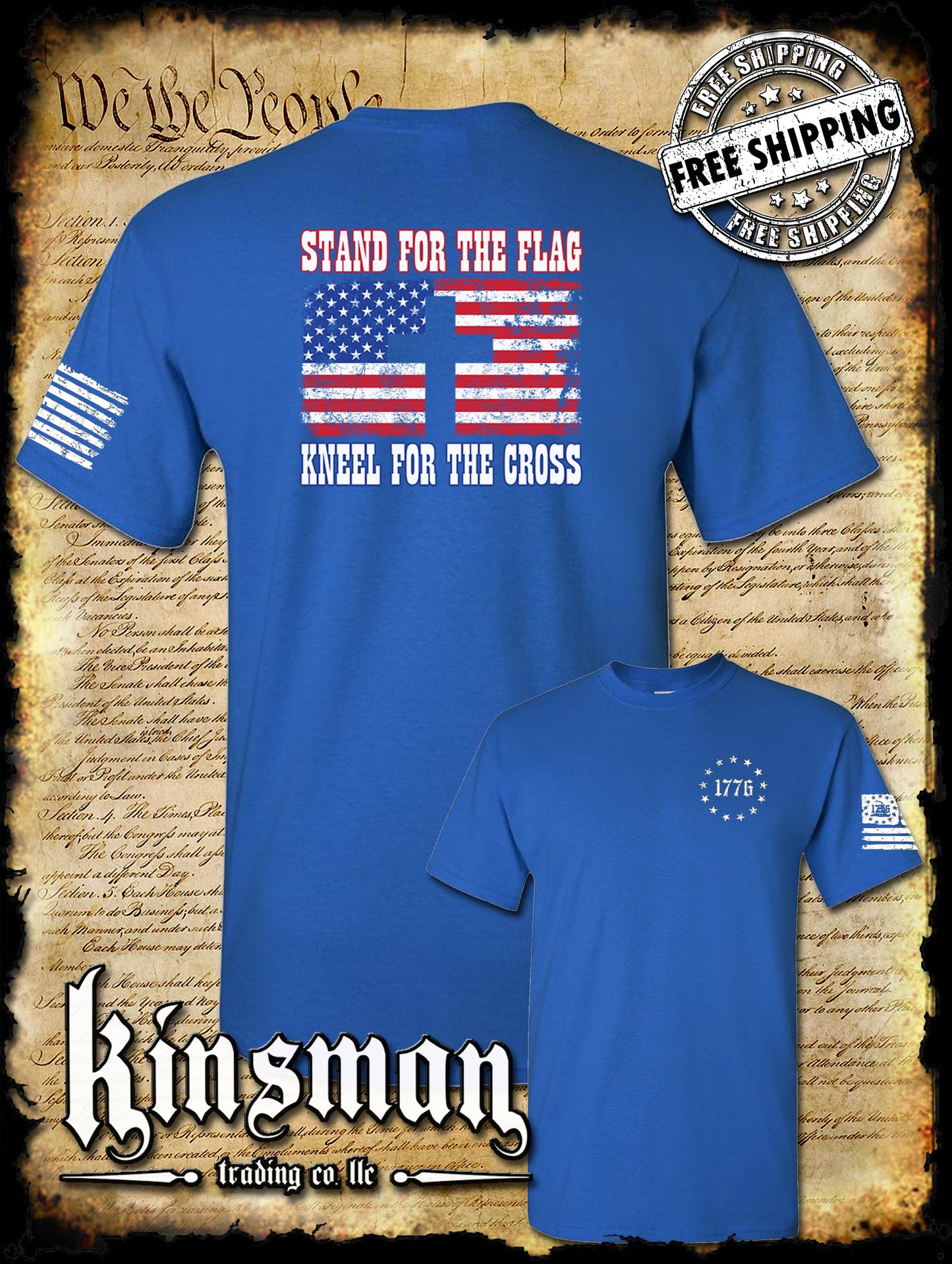 Stand for The Flag Kneel for The Cross 2-Sided T-Shirt