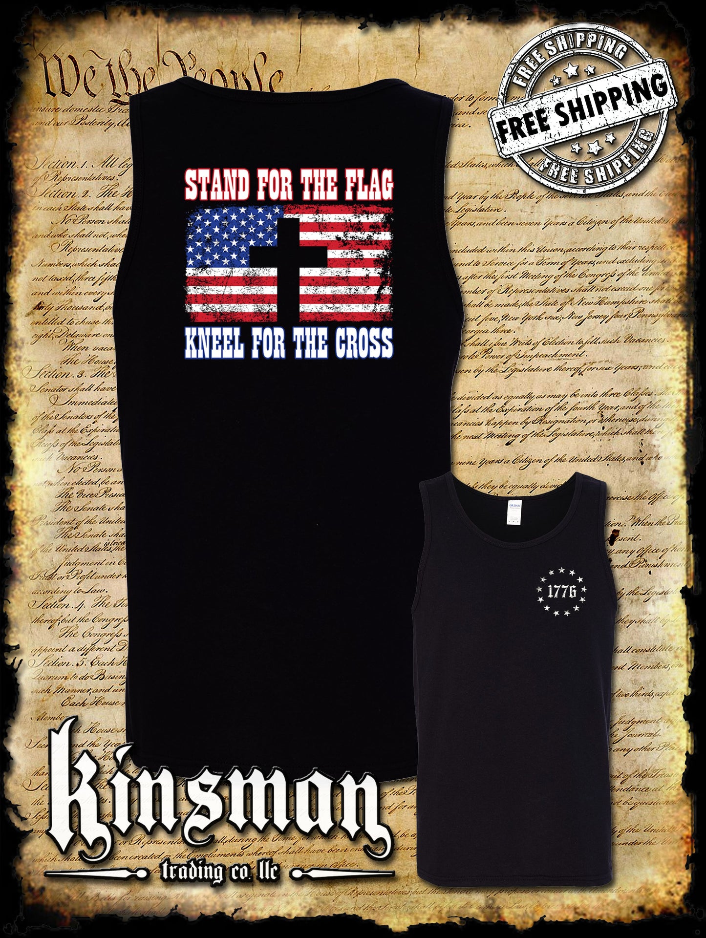 Stand for The Flag Kneel for The Cross 2-Sided Tank Top T-Shirt