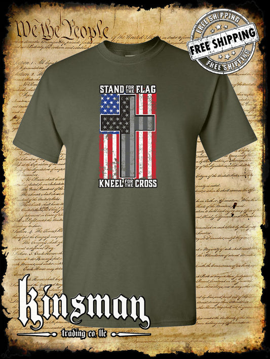 Stand for the Flag Kneel for the Cross T-Shirt American Flag Cross USA