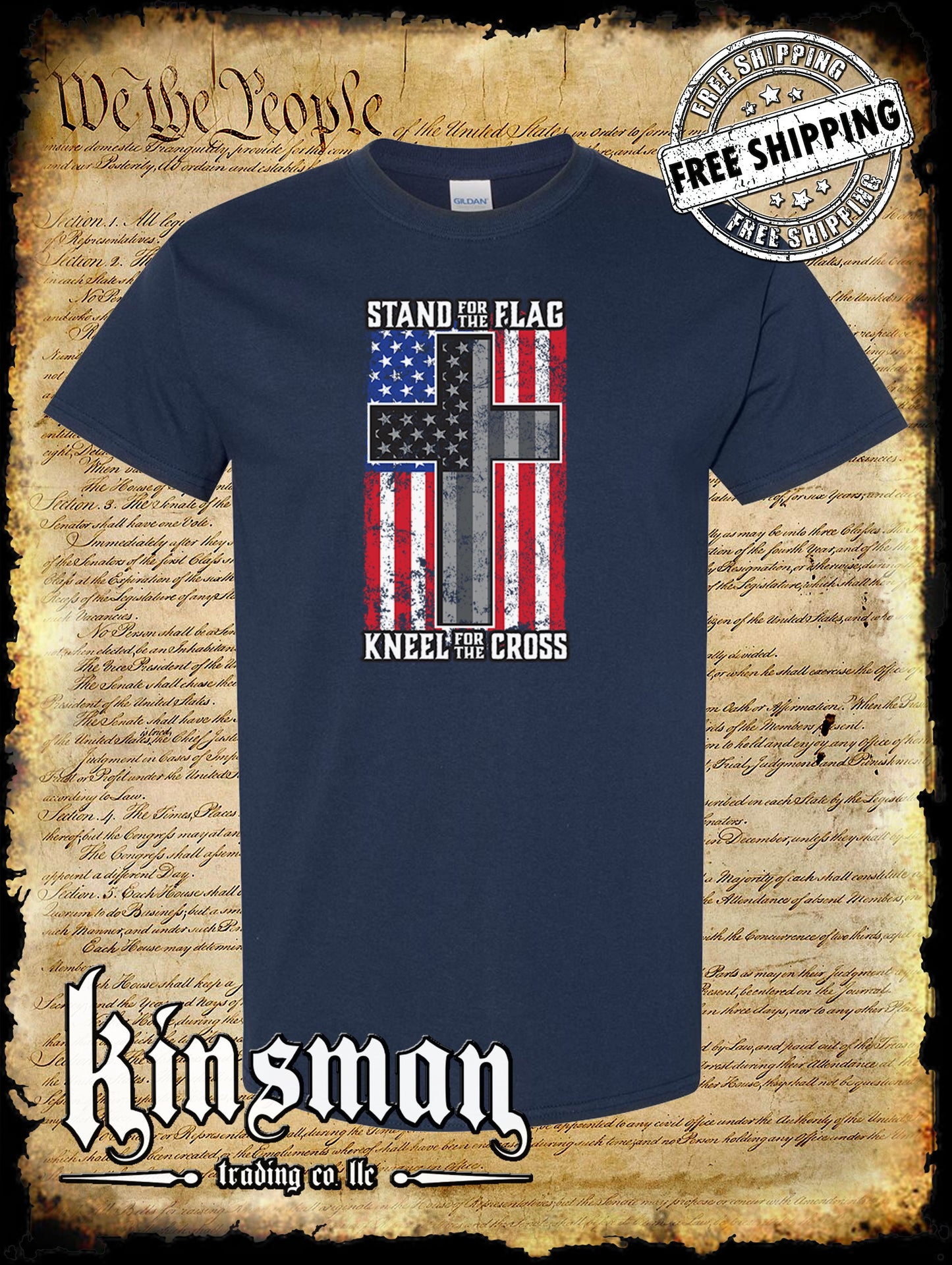 Stand for the Flag Kneel for the Cross T-Shirt American Flag Cross USA