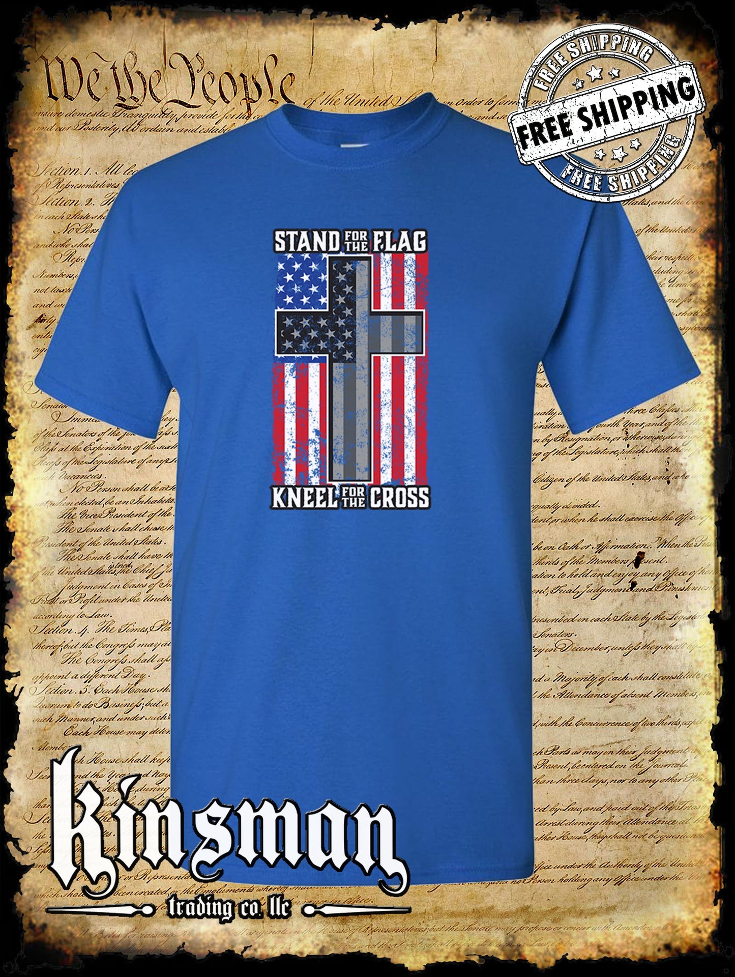 Stand for the Flag Kneel for the Cross T-Shirt American Flag Cross USA