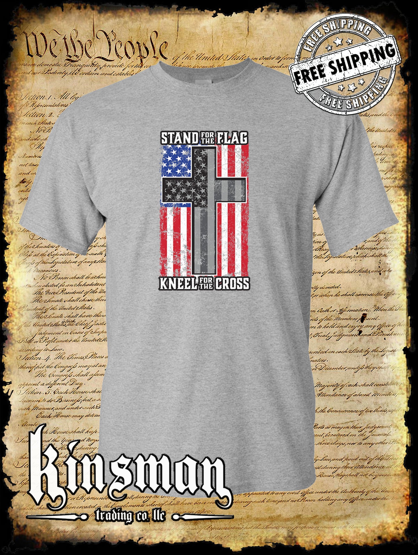 Stand for the Flag Kneel for the Cross T-Shirt American Flag Cross USA